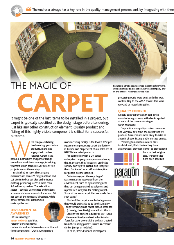 Quality Delivery from Paragon Carpets Impresses Major Contractor