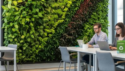 Green wall in office