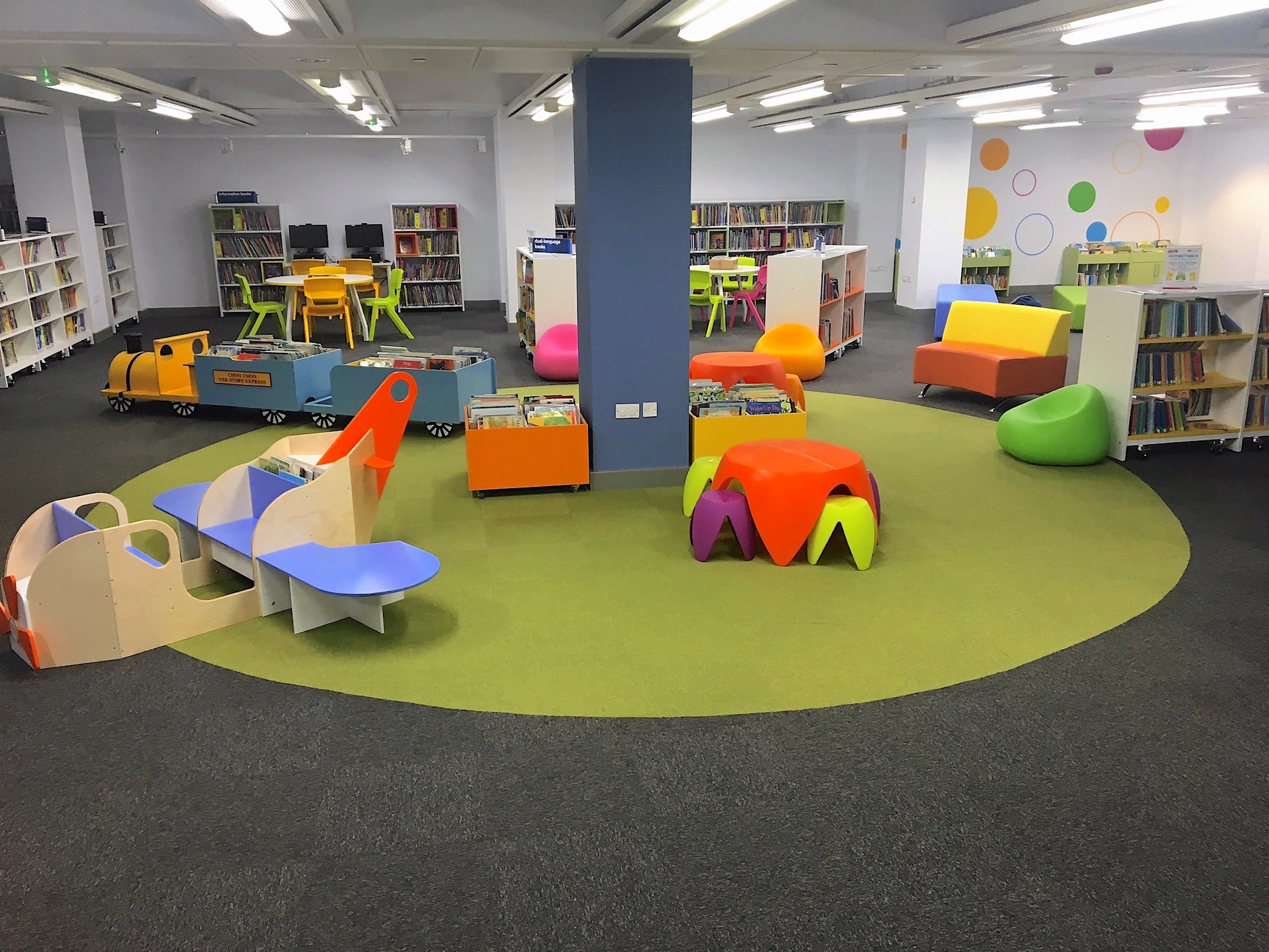 green carpet in playroom